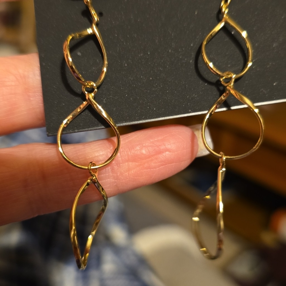 Gold Dangle Loop Earrings - Women Jewelry